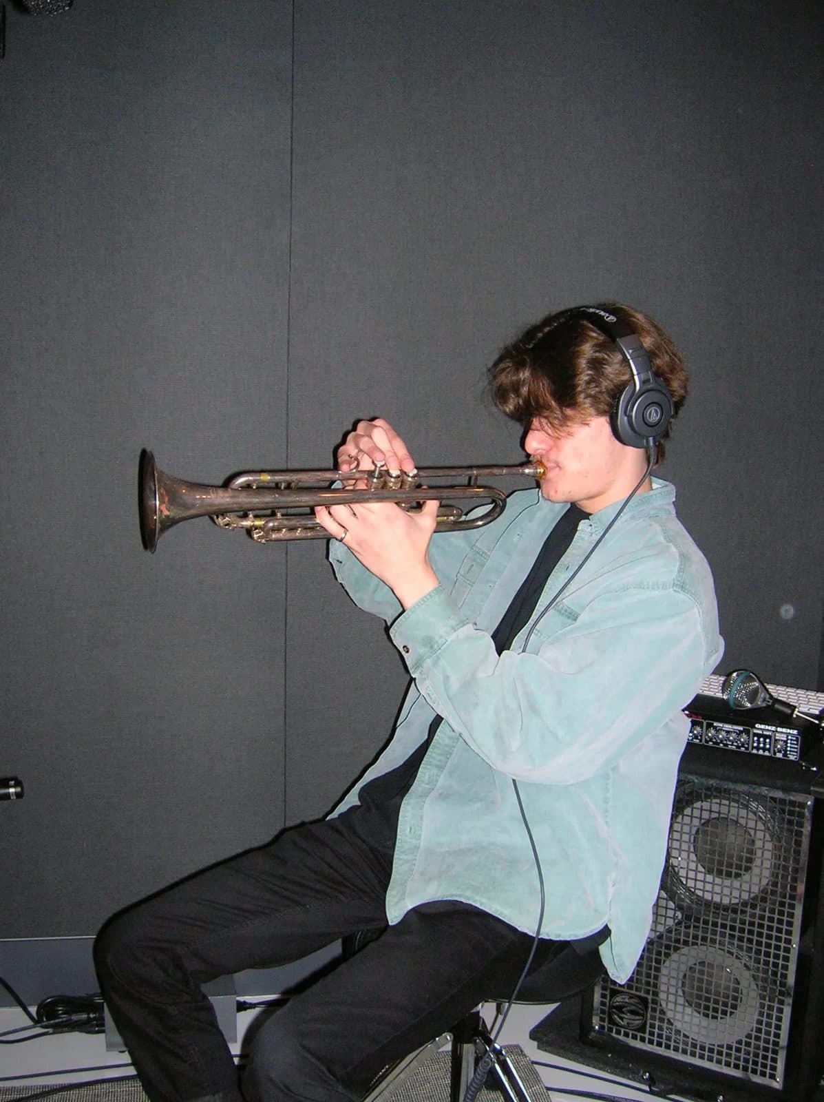 Michael playing trumpet in the studio